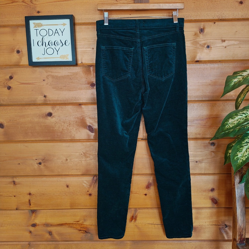 LOFT Curvy Velvet Skinny Pants Dark Green Ankle Trousers Stretch Sz 4(30") x 28" - Picture 7 of 9